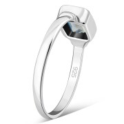 Delicate Rectangle Shape Blue Topaz Stone Sterling Silver Ring, r520