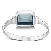 Delicate Rectangle Shape Blue Topaz Stone Sterling Silver Ring, r520
