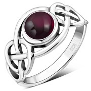 Celtic Knot Sterling Silver Garnet Ring, r522