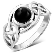 Celtic Knot Sterling Silver Black Onyx Ring, r522
