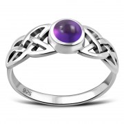 Celtic Knot Amethyst Sterling Silver Ring, r524