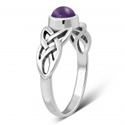 Celtic Knot Amethyst Sterling Silver Ring, r524