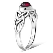 Celtic Knot Garnet Stone Silver Ring, r524