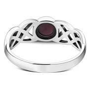 Celtic Knot Garnet Stone Silver Ring, r524