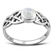 Celtic Rainbow Moonstone Silver Ring, r524