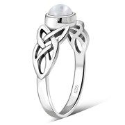 Celtic Rainbow Moonstone Silver Ring, r524