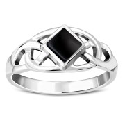 Celtic Knot Sterling Silver Black Onyx Ring, r534