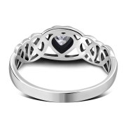 Celtic Knot Clear CZ Heart Silver Ring, r537