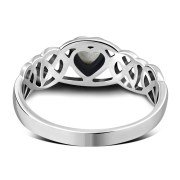 Celtic Knot Mother of Pearl Heart Silver Ring, r537