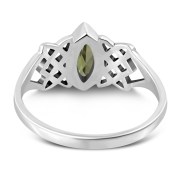 Faceted Peridot Stone Celtic Silver Ring, r538