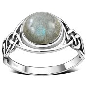 Large Labradorite Stone Celtic Silver Ring, r542