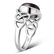Garnet Stone Celtic Silver Ring, r543