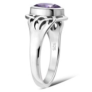 Large Celtic Knot Amethyst CZ Silver Ring, r545