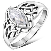 Large Celtic Knot CZ Silver Ring, r545