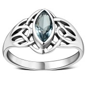 Large Celtic Knot Faceted Black Onyx Silver Ring, r545