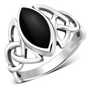 Celtic Knot Sterling Silver Ring w/ Black Onyx - r550
