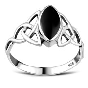 Celtic Knot Sterling Silver Ring w/ Black Onyx - r550