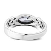 Marquise cut Clear CZ Celtic Silver Ring, r553