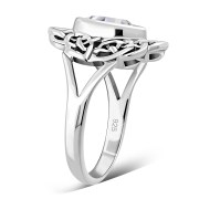 Celtic Knot Clear CZ Silver Ring