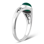 Green Agate Trinity Knot Silver Ring, r557