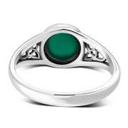 Green Agate Trinity Knot Silver Ring, r557