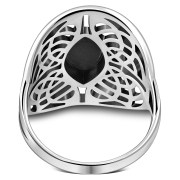 Large, Light, Black Onyx Celtic Knot Silver Ring, r560