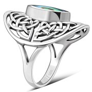 Large, Light, Abalone Celtic Knot Silver Ring, r560