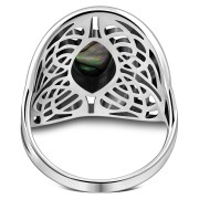Large, Light, Abalone Celtic Knot Silver Ring, r560