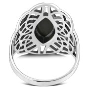 Light Large Black Onyx Celtic Silver Ring, r561