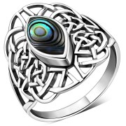 Light Large Abalone Celtic Silver Ring, r561