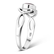 Light Celtic Knot Garnet Silver Ring, r563