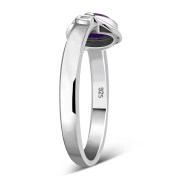 Amethyst Genuine Stone cab Celtic Knot Silver Ring, r578