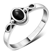 Black Onyx Celtic Knot Silver Ring, r578