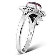 Garnet Native Style Ethnic Silver Ring, r581