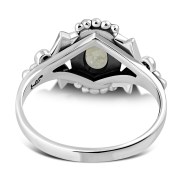 Rainbow Moonstone Native Style Ethnic Silver Ring, r581