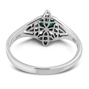 Delicate Green Agate Celtic Silver Ring, r582