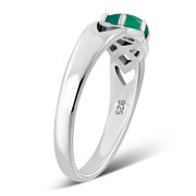 Green Agate Celtic Knot Silver Ring, r583