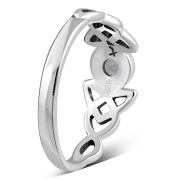 Celtic Trinity Silver Rainbow Moonstone Ring, r586