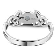 Celtic Trinity Silver Rainbow Moonstone Ring, r586