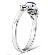 Amethyst Genuine Stone Cab Celtic Knot Silver Ring, r587