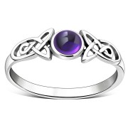 Amethyst Celtic Trinity Silver Ring, r590
