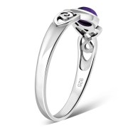 Amethyst Celtic Trinity Silver Ring, r590
