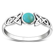 Turquoise Celtic Trinity Silver Ring, r590