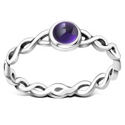 Amethyst Infinity Knot Band Silver Ring, r591