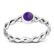 Amethyst Infinity Knot Band Silver Ring, r591