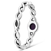Amethyst Infinity Knot Band Silver Ring, r591