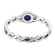 Amethyst Infinity Knot Band Silver Ring, r591