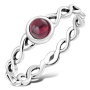 Garnet Infinity Knot Band Silver Ring, r591