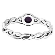 Garnet Infinity Knot Band Silver Ring, r591