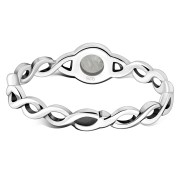 Rainbow Moonstone Infinity Knot Band Silver Ring, r591